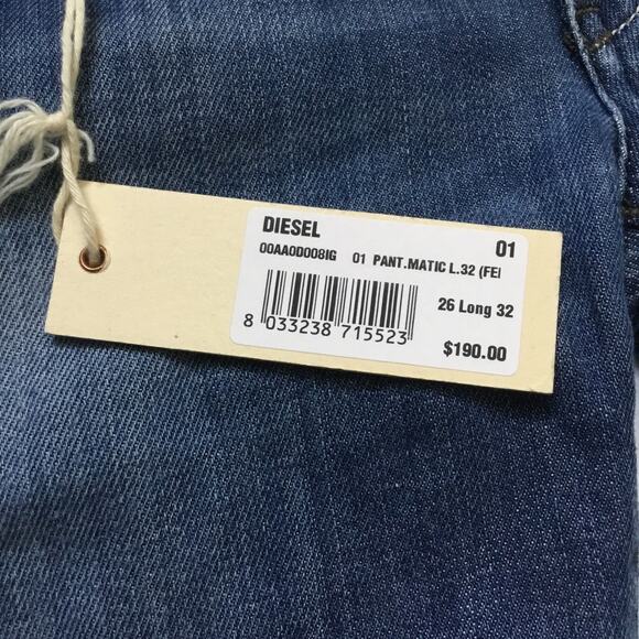 Diesel Matic Wash 008IG_Stretch W26 L32 Blue Women's Jeans Low Rise Straight - Picture 10 of 11